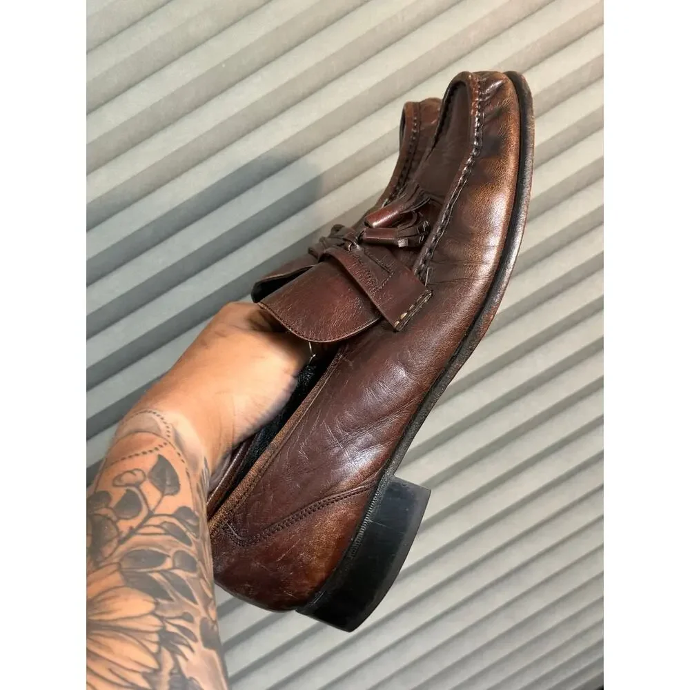 Florsheim Brown Leather Kiltie Tassel Loafers Men’s US 10.5 A Vintage Moc Toe
